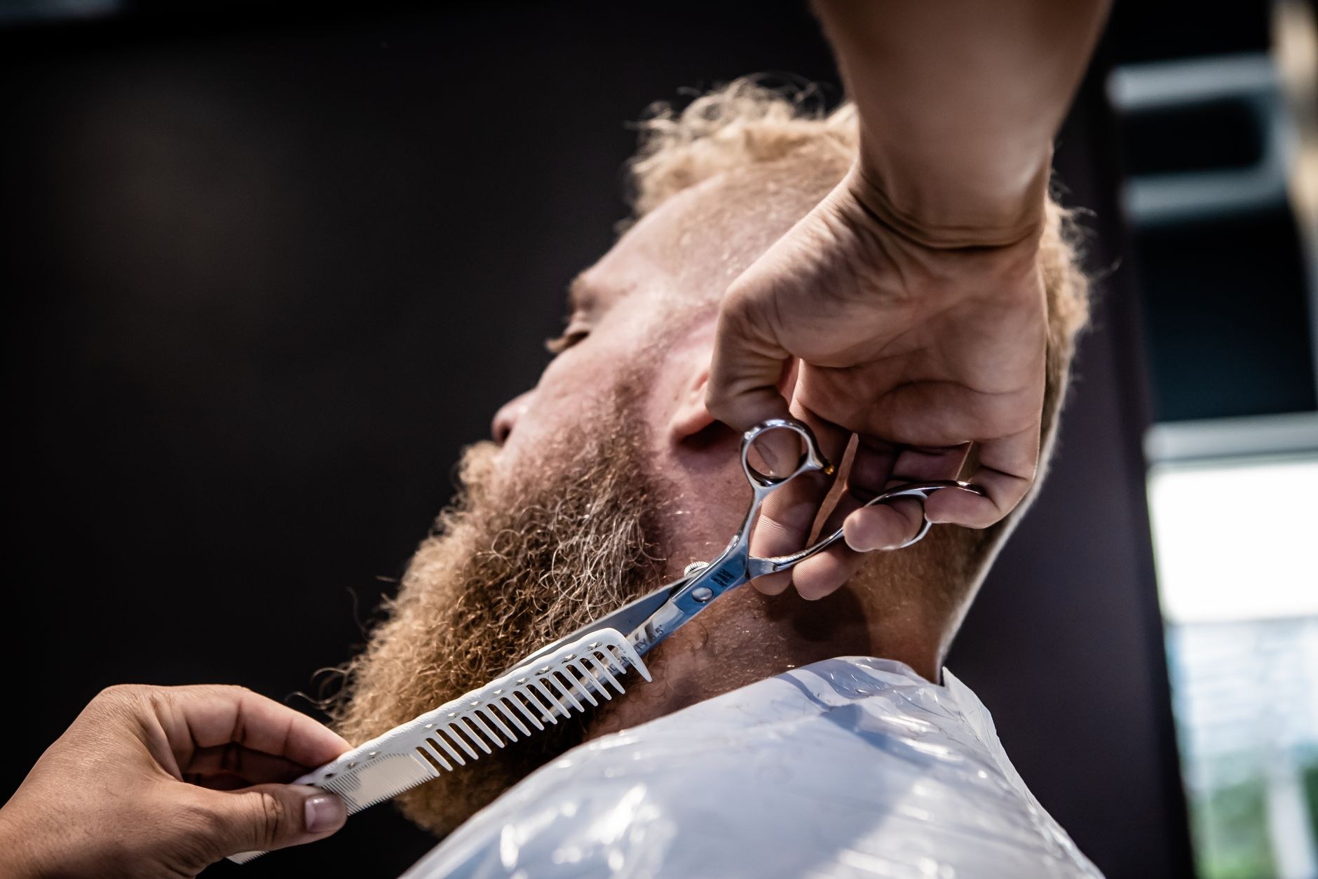 SAMPLE IMAGE - beard line work with comb and scissors